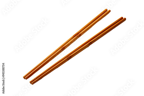 Traditional wooden chopsticks isolated on white background, ideal for culinary designs, asian cuisine themes, and food presentation projects