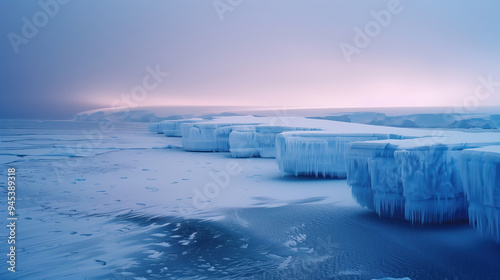 Pristine Antarctic Ice Shelf at Dusk A Serene and AweInspiring Landscape