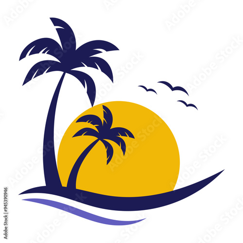 tropical island with palm trees