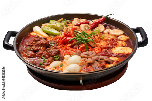 High-resolution hot pot isolated on transparent background for culinary art, Asian cuisine concepts, and food preparation designs in digital and print projects