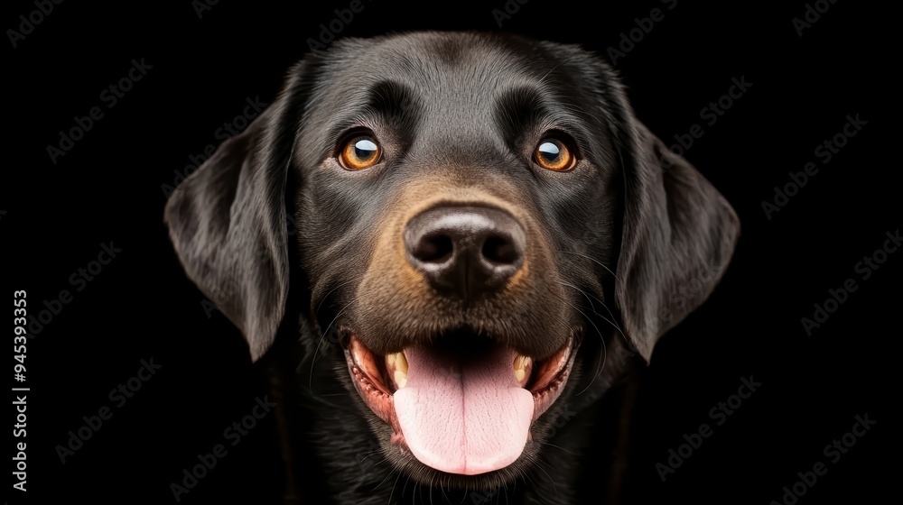 Close up of Black Labrador Retriever Dog with Tongue Out Close up of Black Labrador Retriever Dog with Tongue Out
