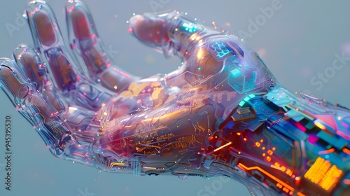 Hand composed of artificial intelligence technology electronic components