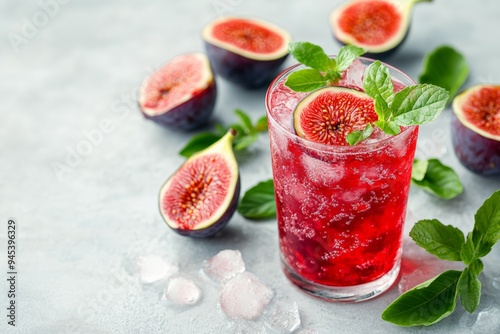 Wallpaper Mural Refreshing fig and mint cocktail served with ice, garnished with fresh figs and mint leaves. Torontodigital.ca