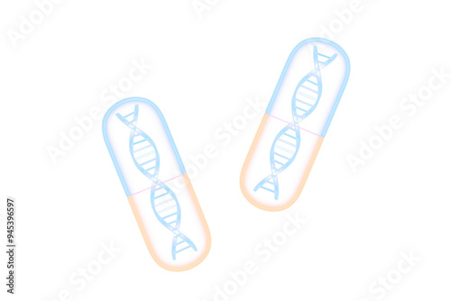 3d rendering medical DNA and capsule