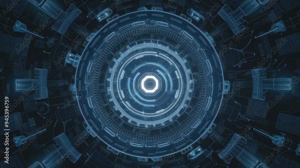 Seamless Pattern Background with Blue Technology Motif Seamless Pattern Background with Blue Technology Motif