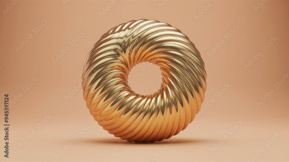 Shiny yellow gold ribbed design on a smooth beige background Shiny yellow gold ribbed design on a smooth beige background