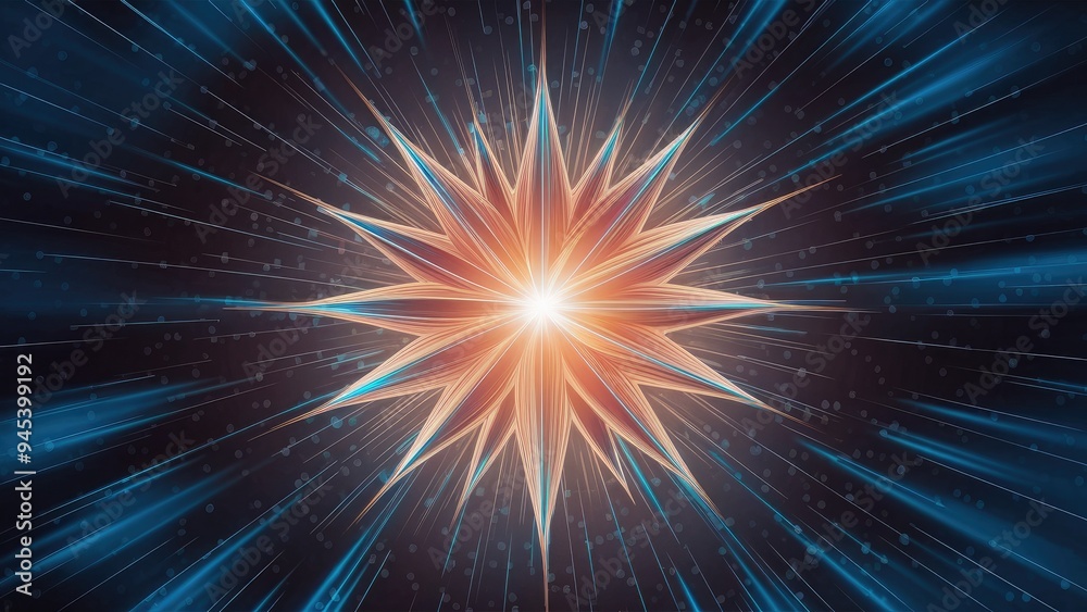 Twinkling Blue Star Lens Flare with Radiant Glow for Overlay Effects. Abstract Element for Luxury Product Design. 3D Illustration Rendering for Stunning Visuals.