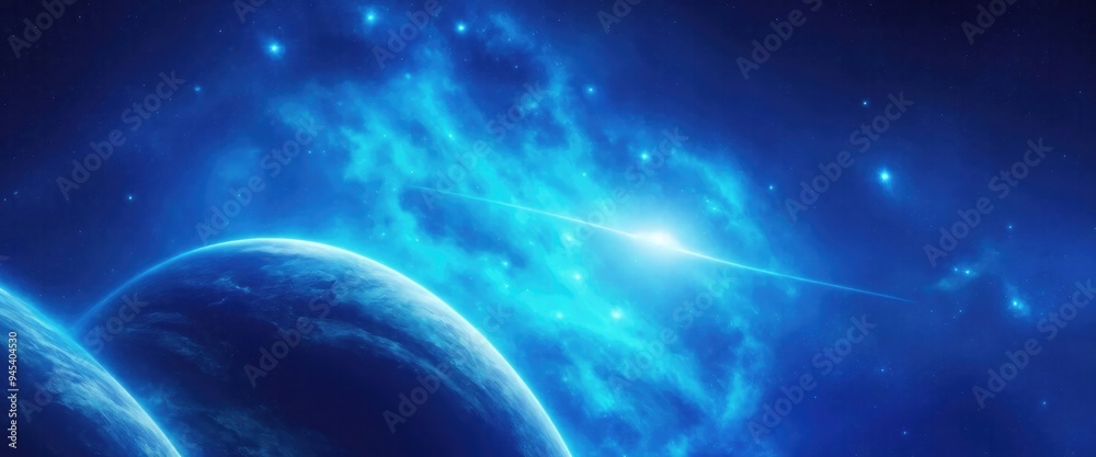 Obraz premium Beautiful Blue Sci-fi cosmic space background