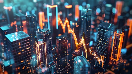 Financial trading center city financial stock market bar chart