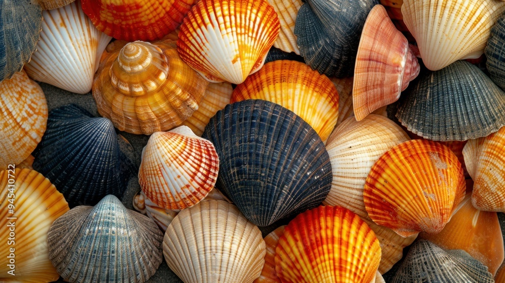 Mixed colorful sea shells as background Mixed colorful sea shells as background