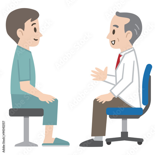 健康診断で診察する医師のイラスト