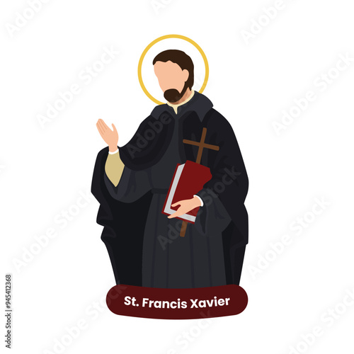 Saint Francis Xavier vector illustration. Feast December 3rd. Catholic Saint.