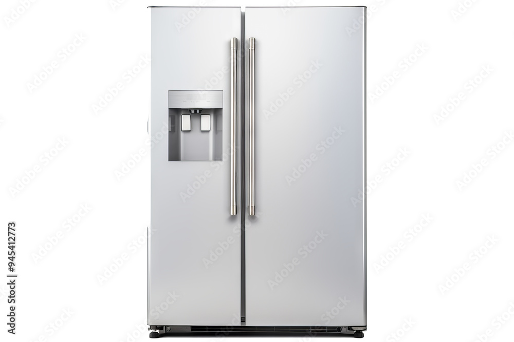 Modern double-door refrigerator isolated on transparent background for home appliance design, kitchen layout visualizations, and interior decor projects in high-resolution PNG format. Modern double-door refrigerator isolated on transparent background for home appliance design, kitchen layout visualizations, and interior decor projects in high-resolution PNG format.