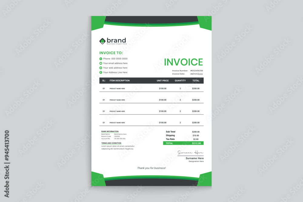 Modern letterhead design black and green color Modern letterhead design black and green color