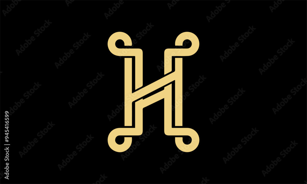 Golden luxury H logo design