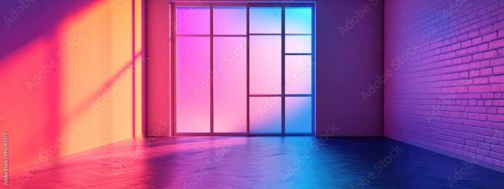 Interior with a large window 3D rendering