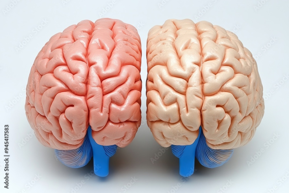 Close up of a realistic human brain model symbolizing scientific study neural pathways and the intricate anatomy of human cognition Close up of a realistic human brain model symbolizing scientific study neural pathways and the intricate anatomy of human cognition