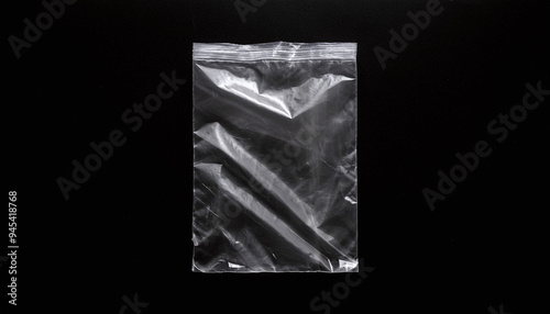 plastic package bag on black