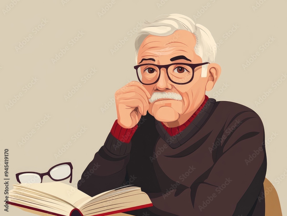 senior person with book senior person with book