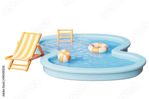 3d rendering summer swimming pool