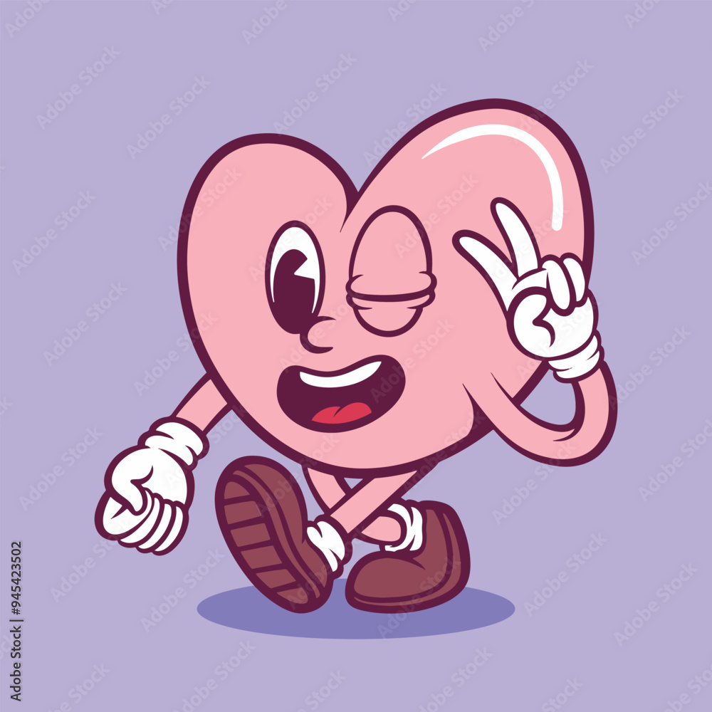 Cute hand drawn heart Mascot character illustration Cute hand drawn heart Mascot character illustration