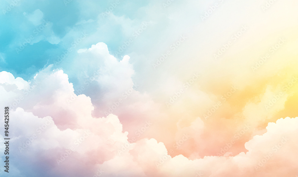 watercolor background with clouds-generative ai watercolor background with clouds-generative ai