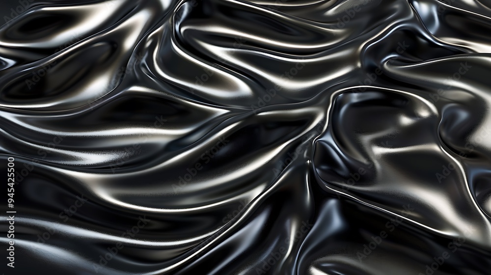 Abstract Black Fabric with Smooth, Flowing Waves Abstract Black Fabric with Smooth, Flowing Waves