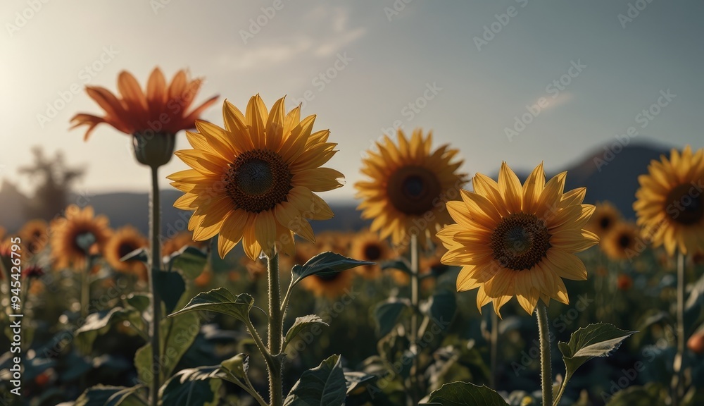 Obraz premium Sunflower Field at Dusk