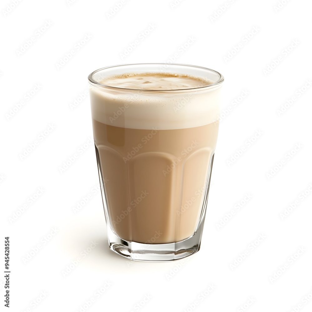 Perfectly crafted latte beverage with frothy milk foam and creamy texture centered on a clean white background showcasing the elegance and simplicity of this classic coffee drink Perfectly crafted latte beverage with frothy milk foam and creamy texture centered on a clean white background showcasing the elegance and simplicity of this classic coffee drink