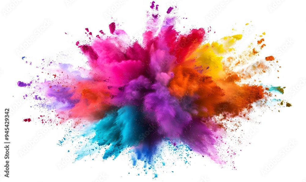 Explosion of coloured powder isolated on white background. Explosion of coloured powder isolated on white background.