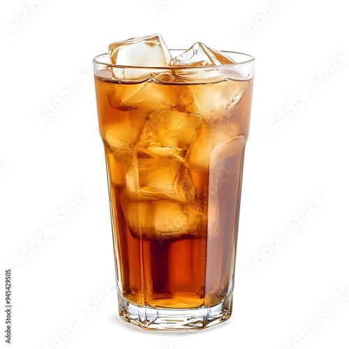 Wallpaper Mural A close up photograph showcasing a refreshing glass of iced tea isolated on a clean white background  The transparent glass allows the amber colored liquid and ice cubes to be clearly visible Torontodigital.ca