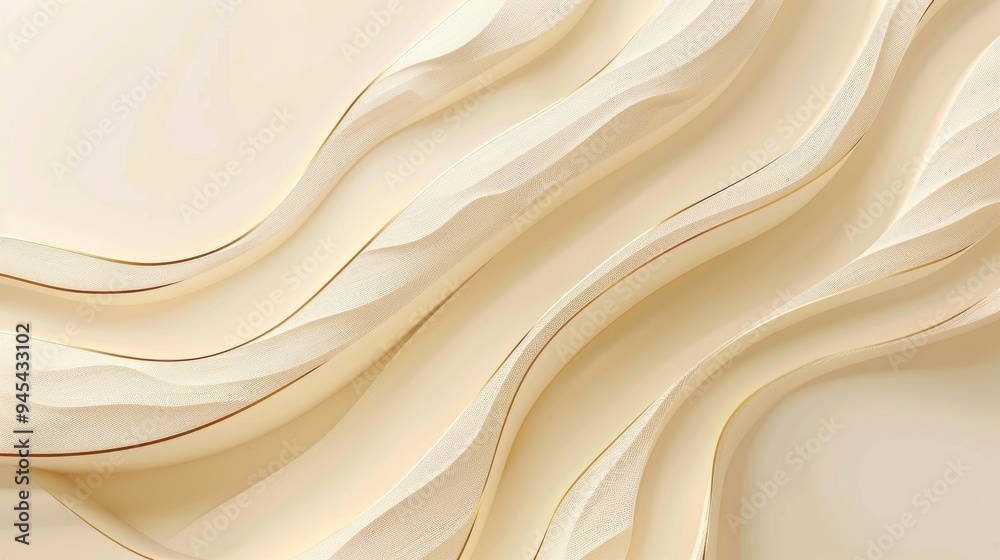Obraz premium A tranquil and elegant abstract background with soft beige tones and subtle wavy lines creating a fluid, organic texture