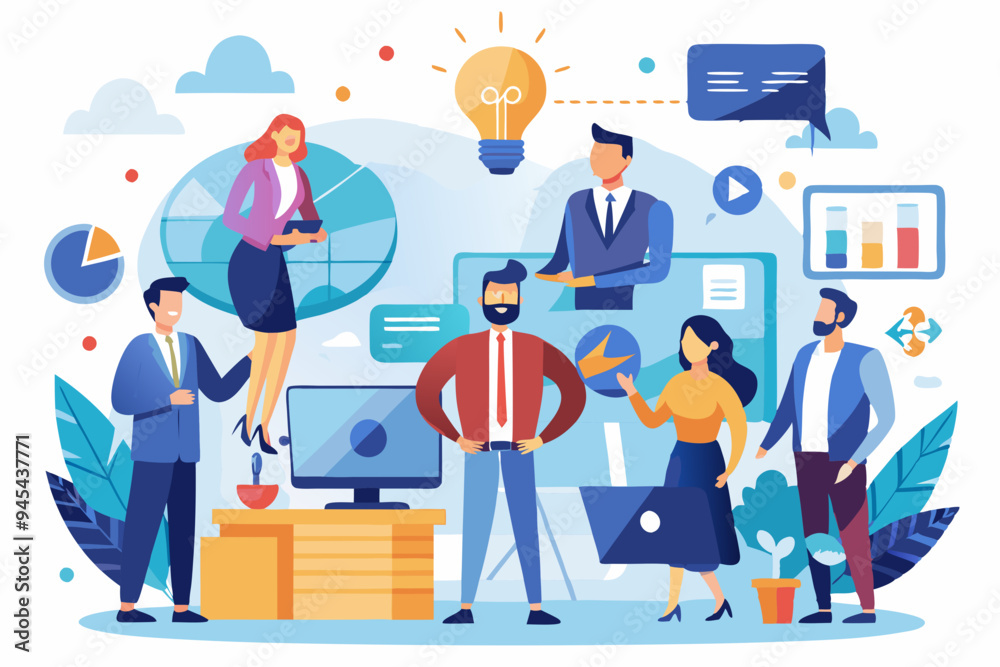 Internal communication, communicate within office, organization or company strategy, internal job, connection or community, work networking concept, business people colleague communicate to success.
