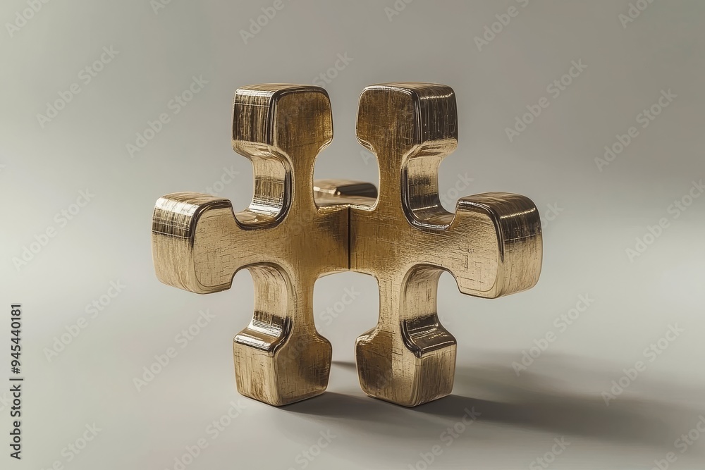 Abstract Wooden Puzzle Piece Sculpture Depicting the Interconnection of Cognitive Processes in a Minimalistic Artistic Style Abstract Wooden Puzzle Piece Sculpture Depicting the Interconnection of Cognitive Processes in a Minimalistic Artistic Style