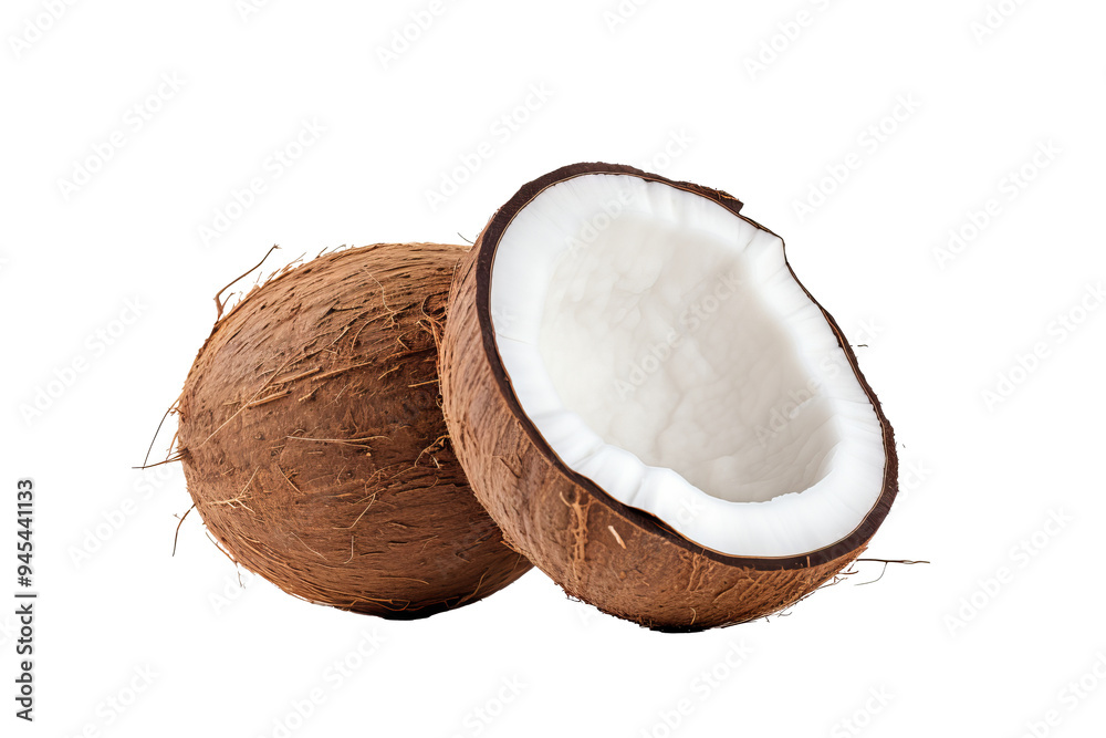 High-quality coconut isolated on transparent background, perfect for tropical-themed designs, culinary projects, and healthy lifestyle illustrations featuring organic and natural produce High-quality coconut isolated on transparent background, perfect for tropical-themed designs, culinary projects, and healthy lifestyle illustrations featuring organic and natural produce