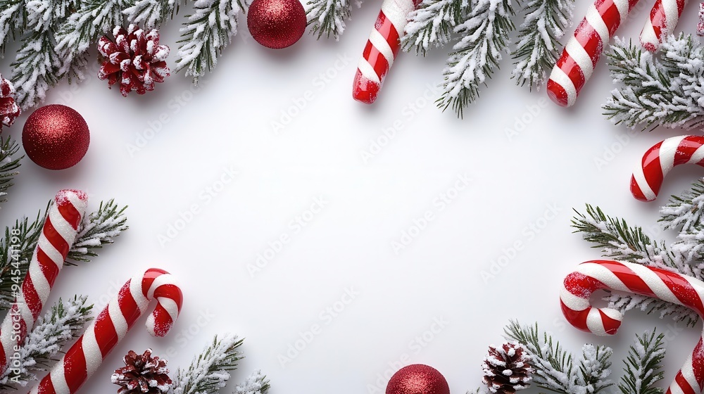 festive candy cane frame border with intricate red and white striped pattern xmasthemed design on crisp white background perfect for holiday cards or invitations festive candy cane frame border with intricate red and white striped pattern xmasthemed design on crisp white background perfect for holiday cards or invitations