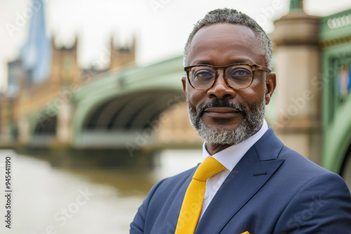 Professional Businessman Poses by Westminster Bridge