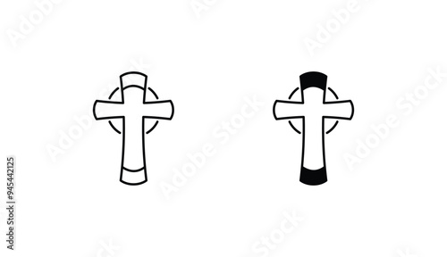 Christian Cross icon design with white background stock illustration