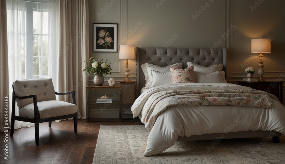 Fototapeta premium Serene Bedroom Interior Design