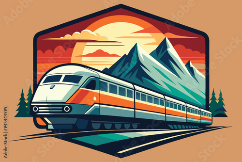 train in the mountains vector illustration 