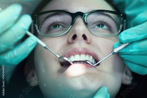 Woman having teeth examined at dentists Woman having teeth examined at dentists photo