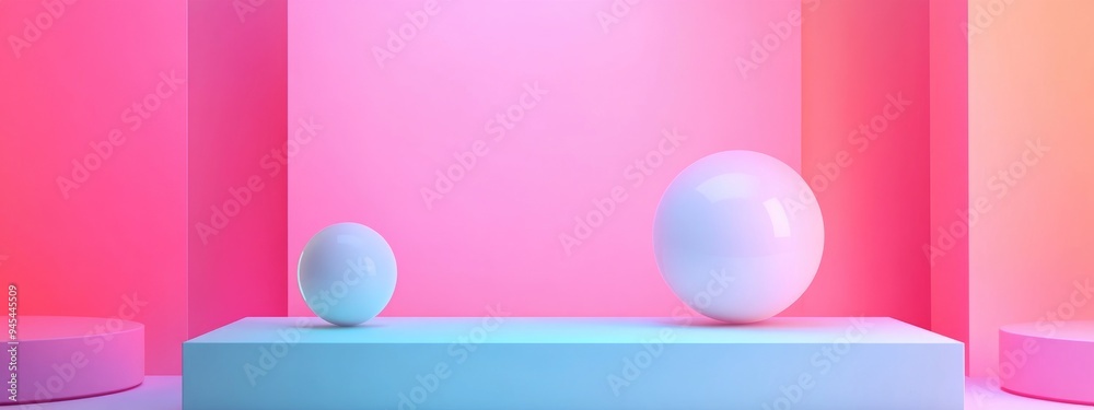 3D rendered shapes for showcasing product displays in a minimal pastel studio environment 3D rendered shapes for showcasing product displays in a minimal pastel studio environment