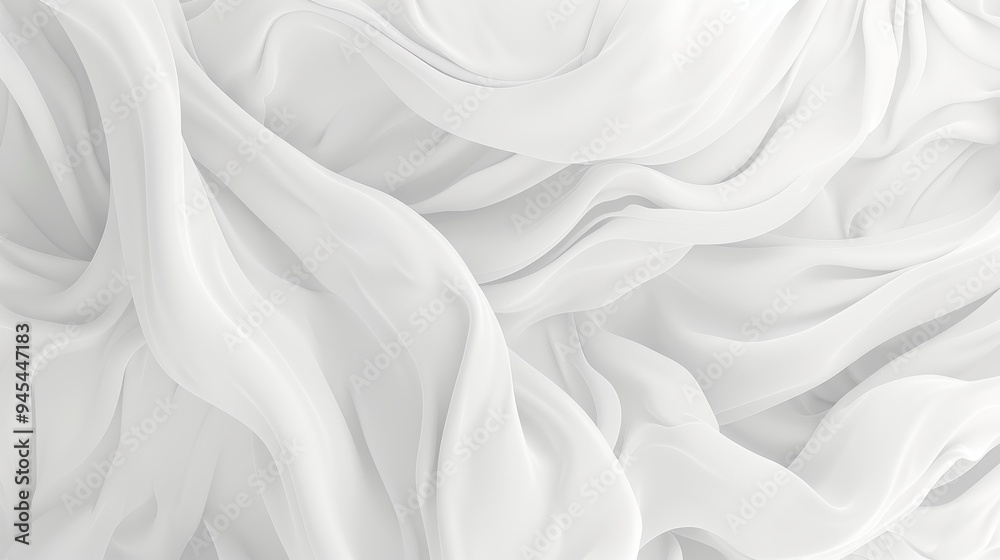 Obraz premium Flowing White Fabric Texture Serene Abstract Background with Themes of Elegance and Purity