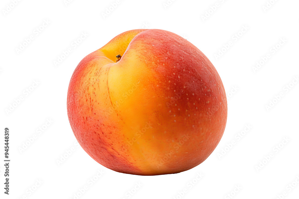 Ripe fresh peach isolated on transparent background for culinary designs, healthy lifestyle illustrations, and organic food projects featuring vibrant and juicy summer fruit