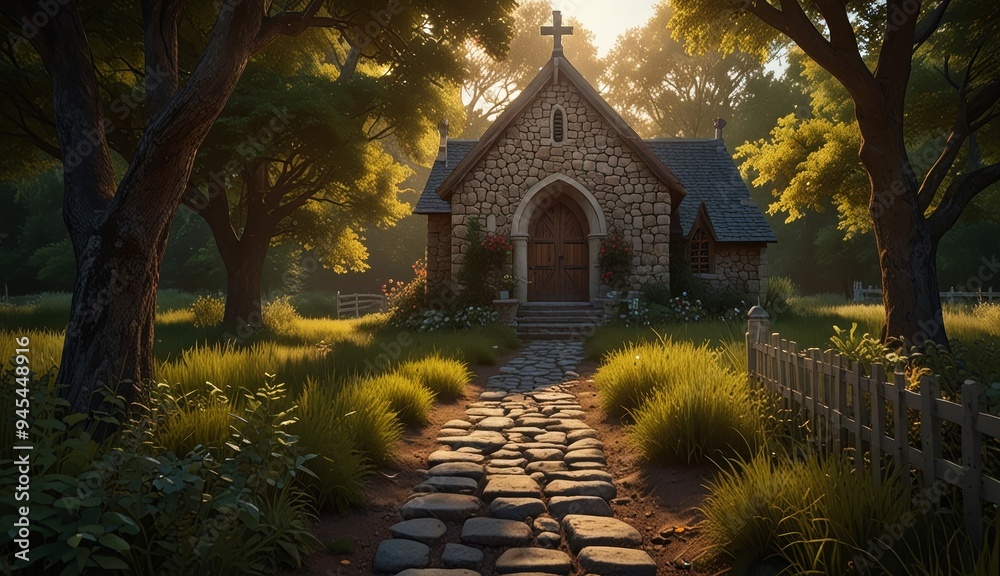 Obraz premium Charming Stone Church in Nature