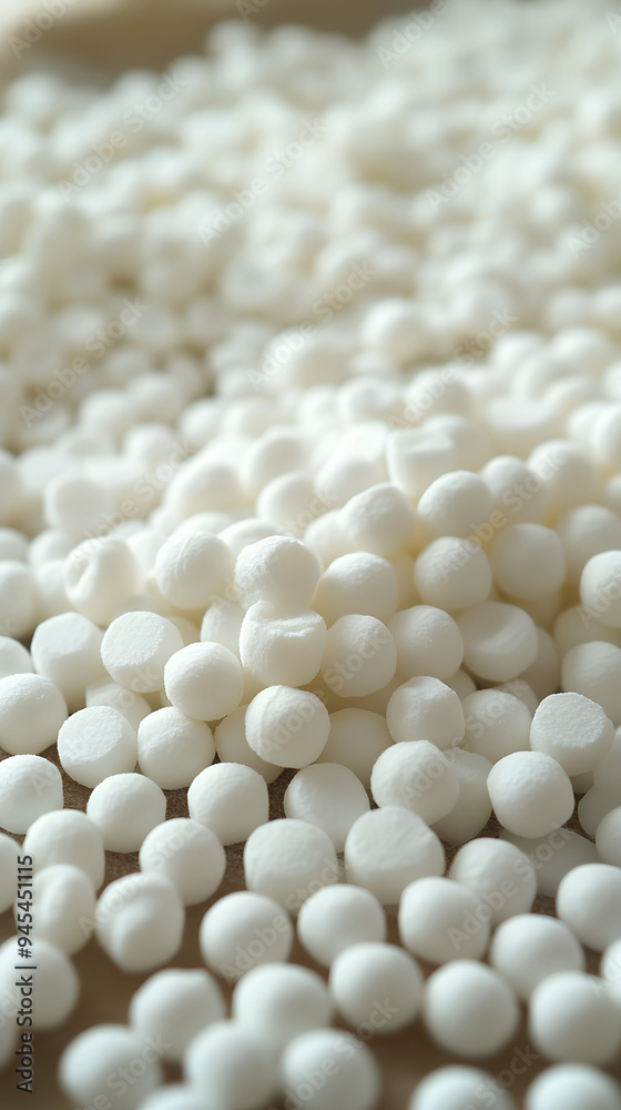 Plastic pellets Background Close-up Plastic granules white Polymer plastic beads resin polymer, Vertical