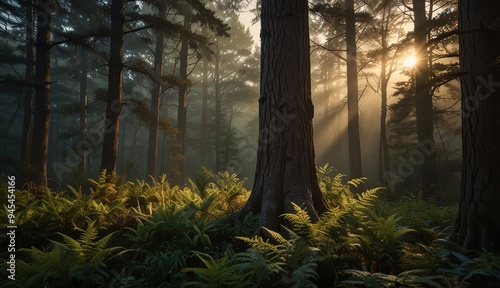 Mystical Forest at Sunrise