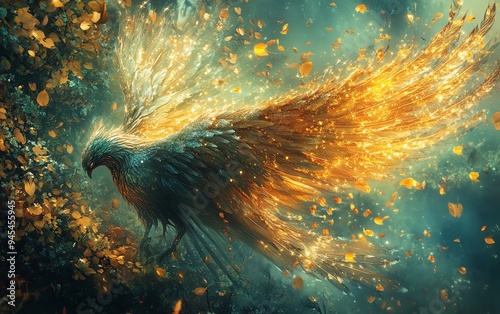 Celestial beings with glittering wings and harmonious voices, emerging like autumn leaves in a multitude of majesty Unreal, medium shot, fantasy, intricate details