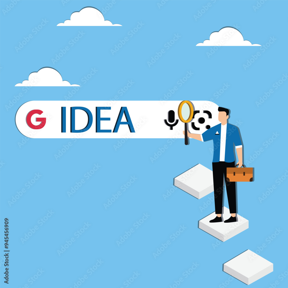 Man looking for creative idea on the Internet Man looking for creative idea on the Internet