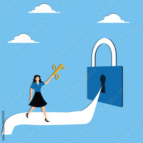 Woman runs to interest with lock